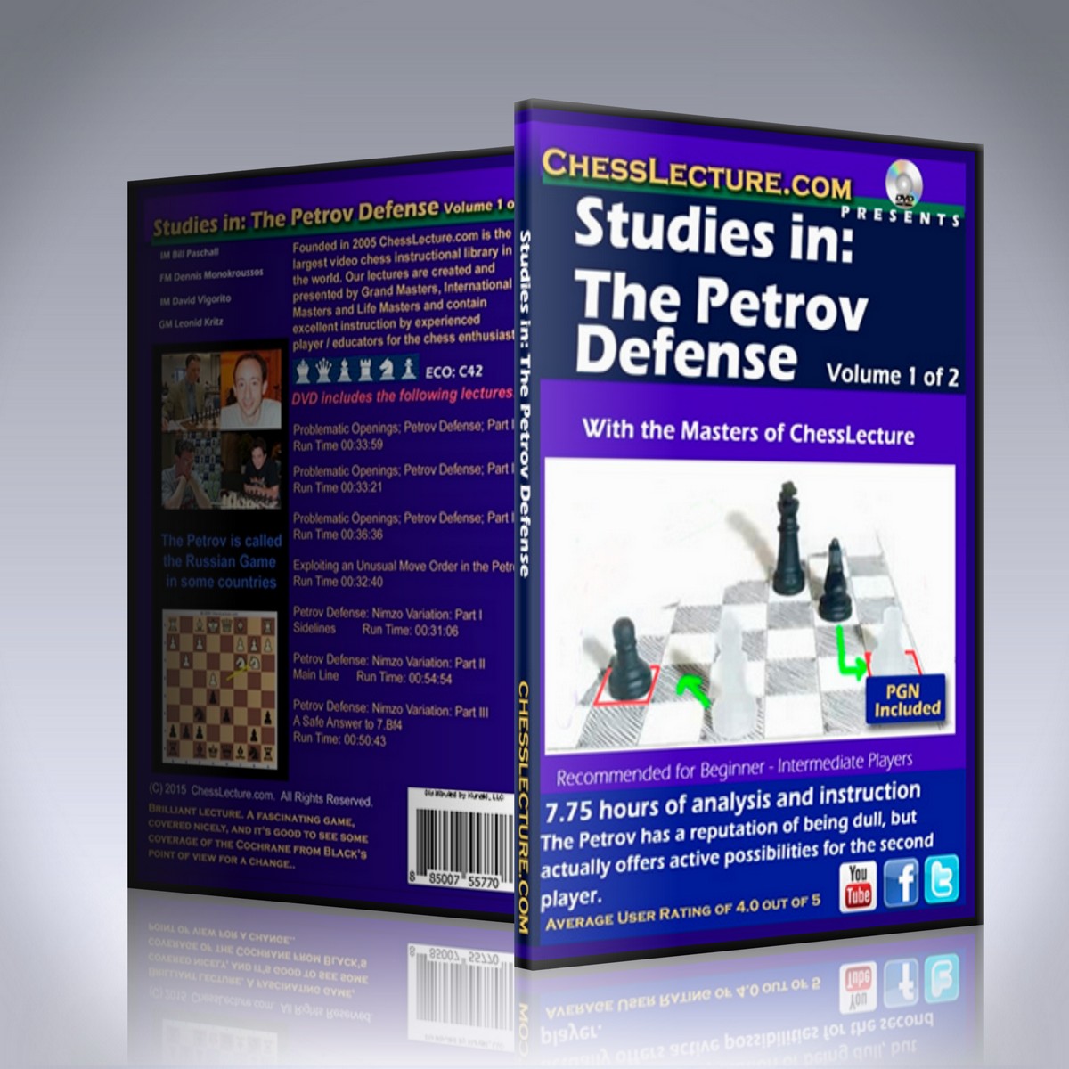 Studies in: The Petrov Defense 2 DVD set – IM Bill Paschall, IM David Vigorito, FM Dennis Monokroussos and GM Leonid Kritz