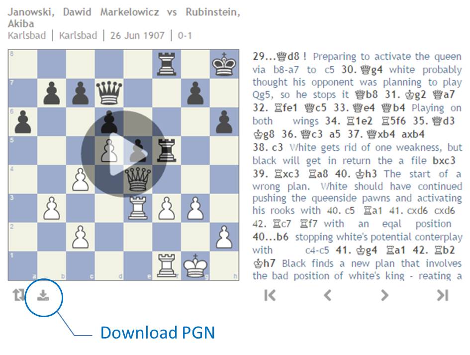 chess boards with downloadable pgn