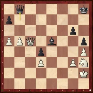 Black has a battery along the h2-b8 diagonal and the pawn on g3 is under attack.